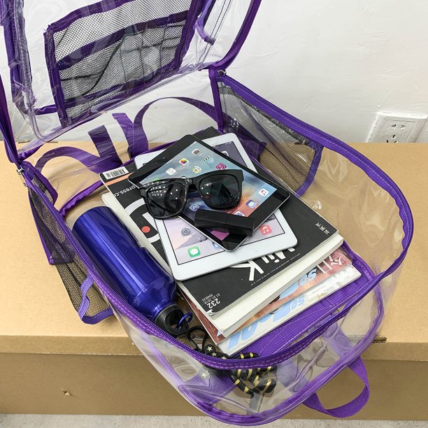 Bolsa Mochila transparente Gran capacidad Compras Mochila Viajes Ocio (Púrpura)
