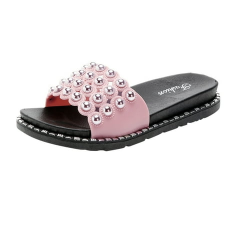 

Pgeraug slippers for women Sandals For Women Ladies Fashion Bohemian Flat Slippers Sandals Casual Beach Shoes A pair of shoes Pink 41
