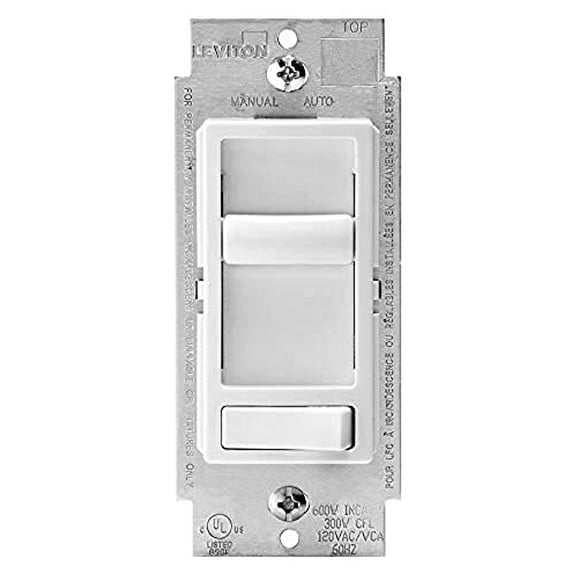 Leviton 066EV-742-P0W Decora Dimmer Decora Sureslide ELV Dimmer, 300W-120VAC Electronic Low Voltage, 60Hz, Single Pole and 3-Way - White