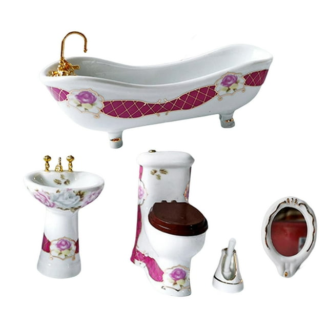 Juego de baño en miniatura 1/12 Zulema Bañera de casa de muñecas