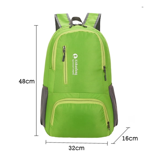 Mochila plegable de nailon con correa ajustable para el hombro, mochila de viaje (verde) Hugtrwg Para Estrenar