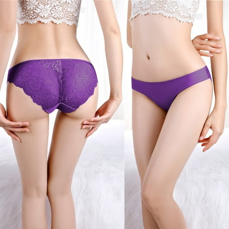 

2PC Underwear Women High Waisted 1Pc Ladies Low-Rise Transparent Lace Panties Breathable Quality Underpants