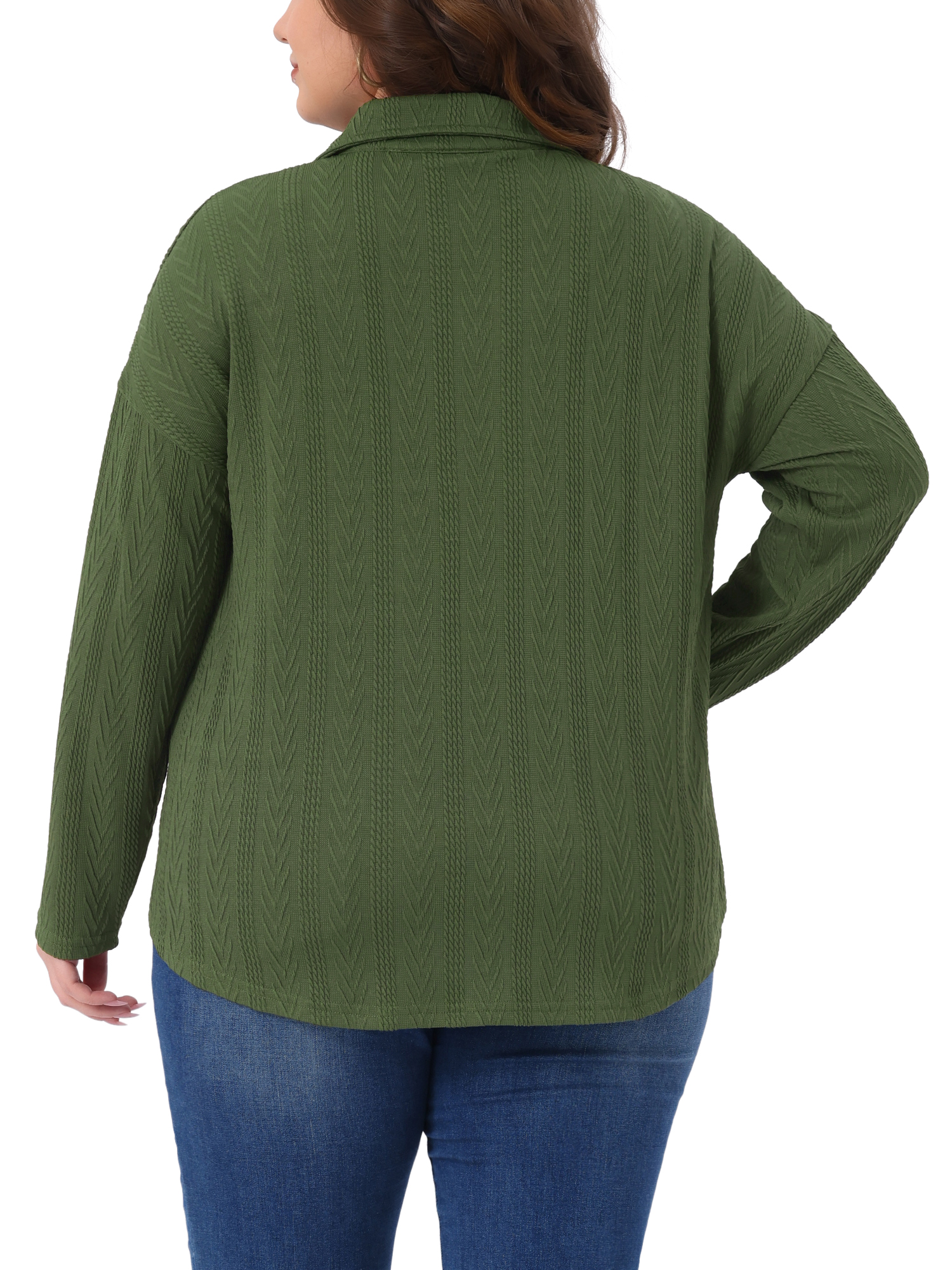 DARING DIVA Women's Plus Size Knit Casual Long Sleeve Button Down Shirts 1X Army Green