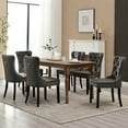thumbnail image 6 of KCC Faux Leather Dining Chairs Set of 4, Upholstered High-end Tufted Dining Room Chair with Nailhead Back Ring Pull Trim Solid Wood Legs, Contemporary Nikki Collection Modern Style for Kitchen, Gray, 6 of 9