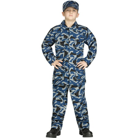 Blue Camouflage Uniform Boys Navy Soldier Cammies Halloween Costume