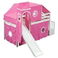 thumbnail image 5 of Harper & Bright Designs Twin Size Loft Bed with Tent and Tower, Wood Low Loft Bed with Slide and Storage Stairs for Boys Girls, Pink, 5 of 15