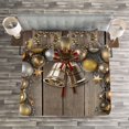 thumbnail image 3 of Ambesonne Christmas Quilted Bedspread Set 3 Pcs, Baubles on Rustic Wood, Queen Size, Multicolor, 3 of 3