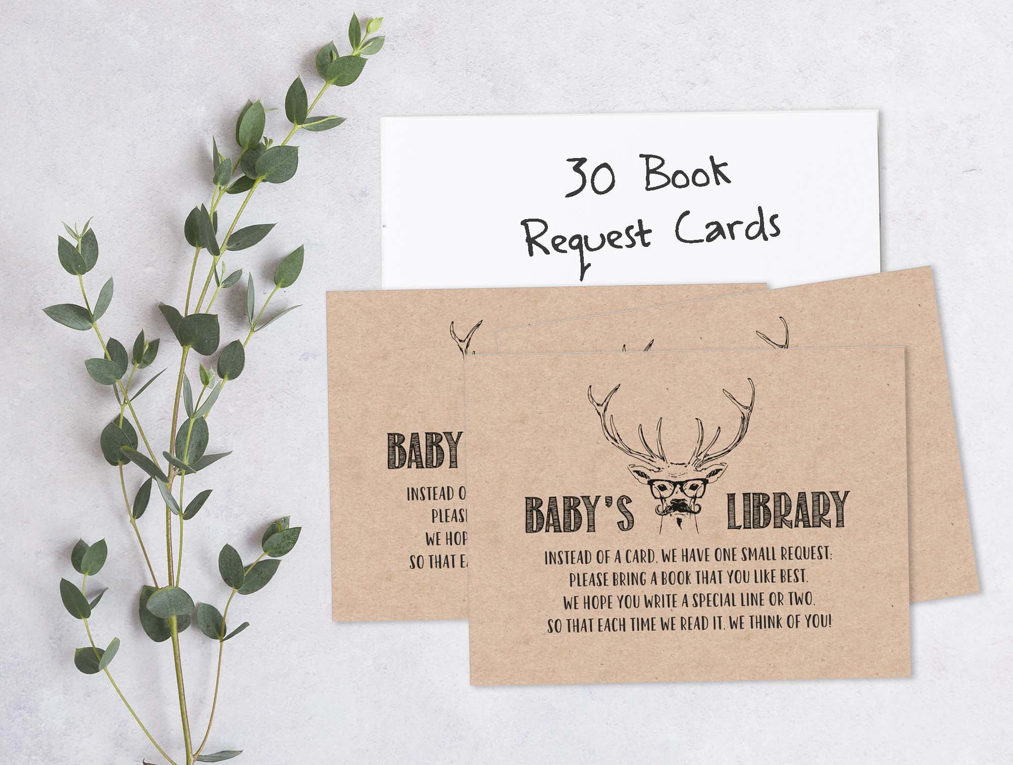 Inkdotpot 30Deer Jungle Animals Gender Neutral Baby Shower Rustic Book Request Cards Bring A Book Instead Of A Card Baby Shower Invitations Inserts Games