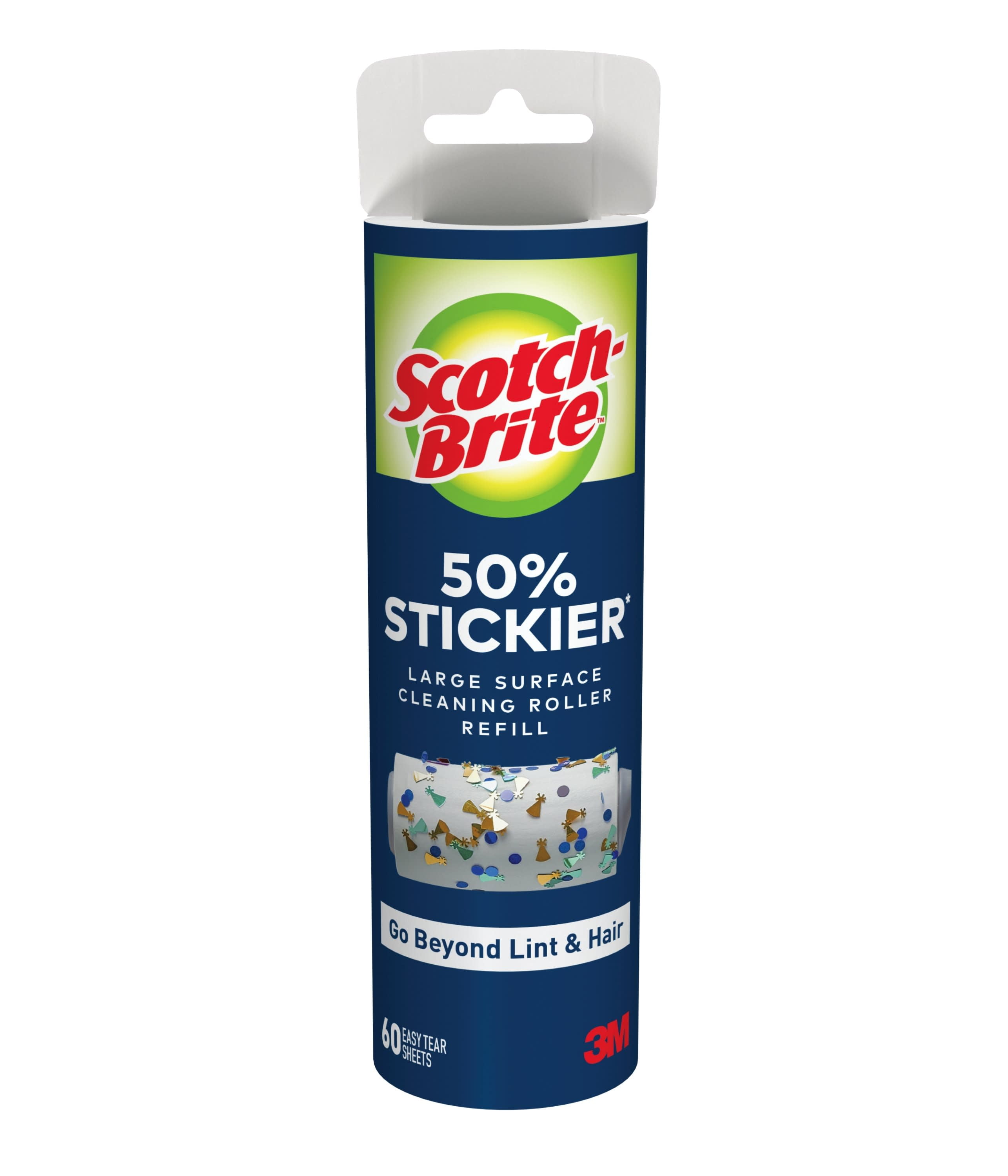 Scotch-Brite 50% Stickier Large Surface Lint Roller Refill, 60 Sheet