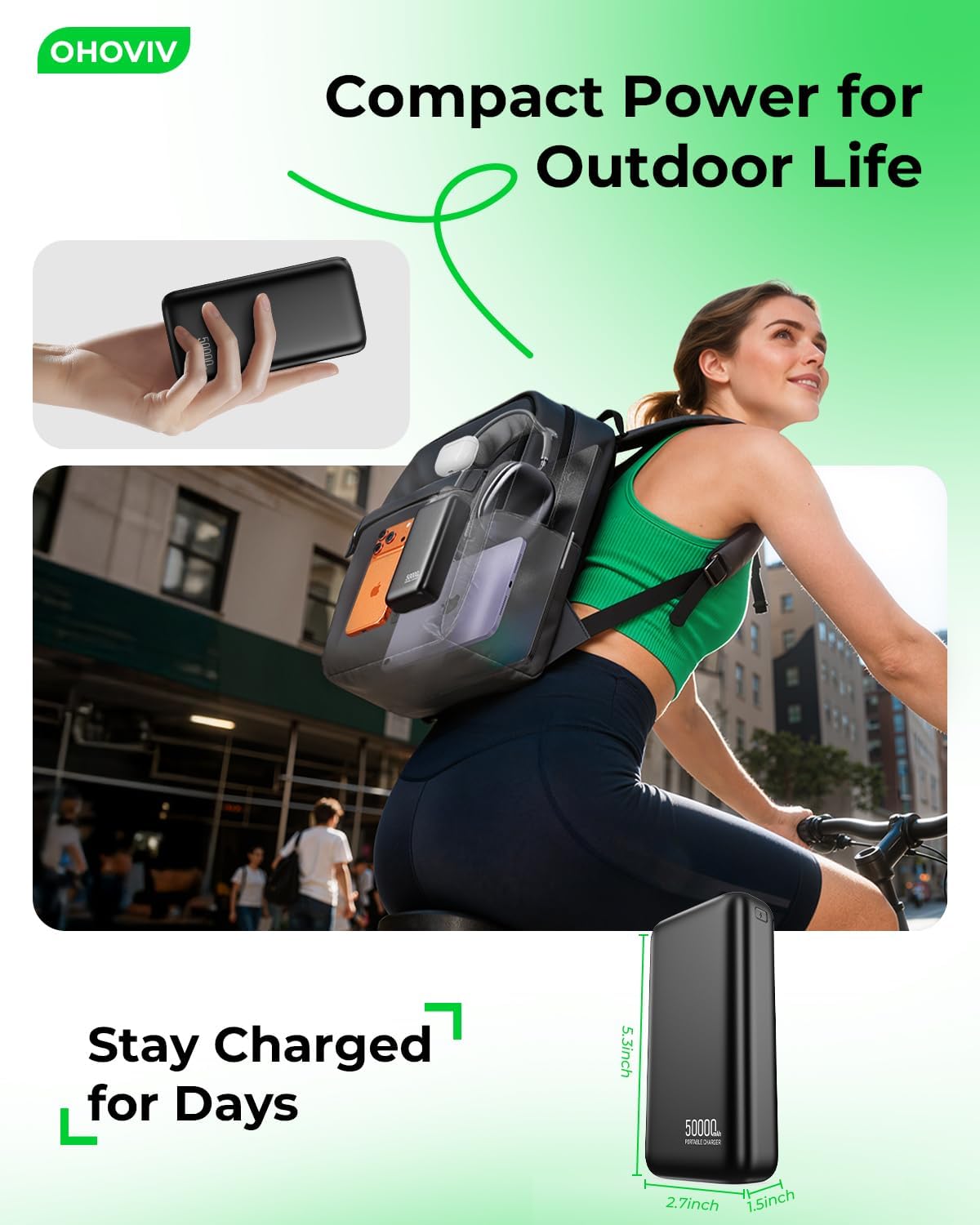 Portable Charger 50000mAh Power Bank - 22.5W Fast Charging External Battery Pack,USB-C Phone for iPhone 17/16/15/14/13 Pro Android , Travel Camping Essential