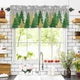 thumbnail image 3 of Christmas Tree Valances for Windows Winter Snowflakes Green Gold Tree Grey Bottom Rod Pocket Curtain Valance Window Treatment Short Curtains for Kitchen Living Room, 58"x16", 3 of 5