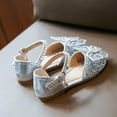 thumbnail image 4 of ZHOGXU Kids Girls Summer Sandals With Adjustable Straps Pearl Rhinestone Butterfly Design Closed Toe Fashion Princess Flat Shoes For Everyday Wear,Silver,1-1.5 Years, 4 of 4