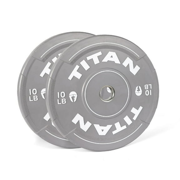Titan Fitness 10 LB Color EZ-Grip Olympic Bumper Plates, Sold as a Pair, Rubber with Steel Insert, Weightlifting and Strength Training