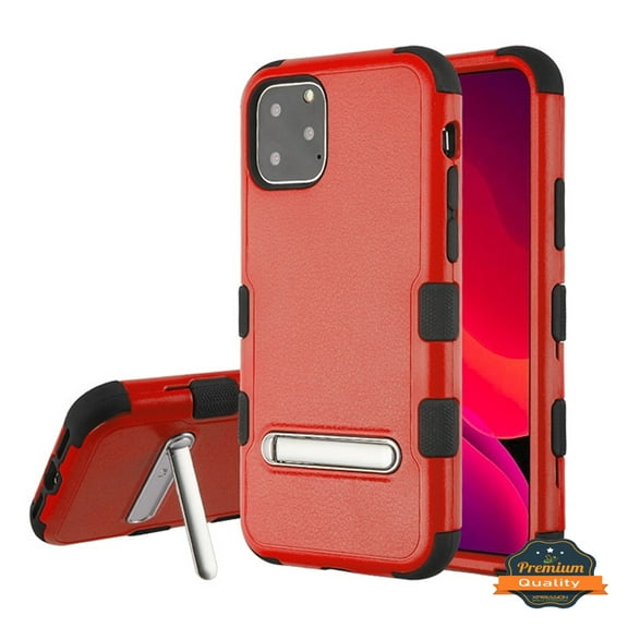 Apple iPhone 11 PRO Phone Case with Stand Hybrid Shockproof Impact Armor Rubber Rugged Hard TPU Protective [Built-in Kickstand] [Military-Grade Certified] Full-Body Cover RED Case for iPhone 11 Pro