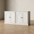 thumbnail image 3 of BEDEEP 63" Storage Cabinet Set of 2 with Doors & Shelves, Modular Fluted Accent Arched Sideboard Buffet Cabinet, Coffee Bar Kitchen Pantry, Media Console Cabinet for Living Room, Bedroom, White, 3 of 11