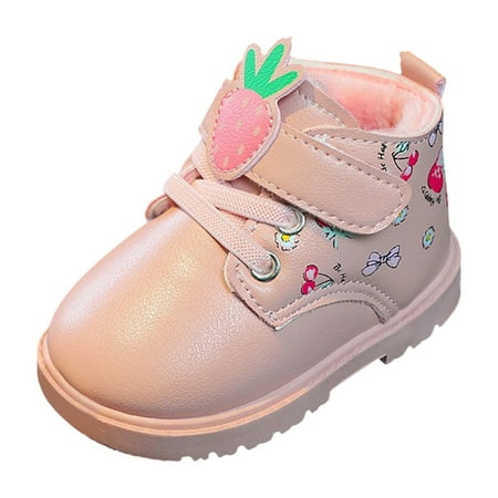 

PEASKJP Toddler Girls Boots Boots for Baby Toddler Boys Girls Toddler First Walker Warm Winter Crib Shoes (Pink 25)