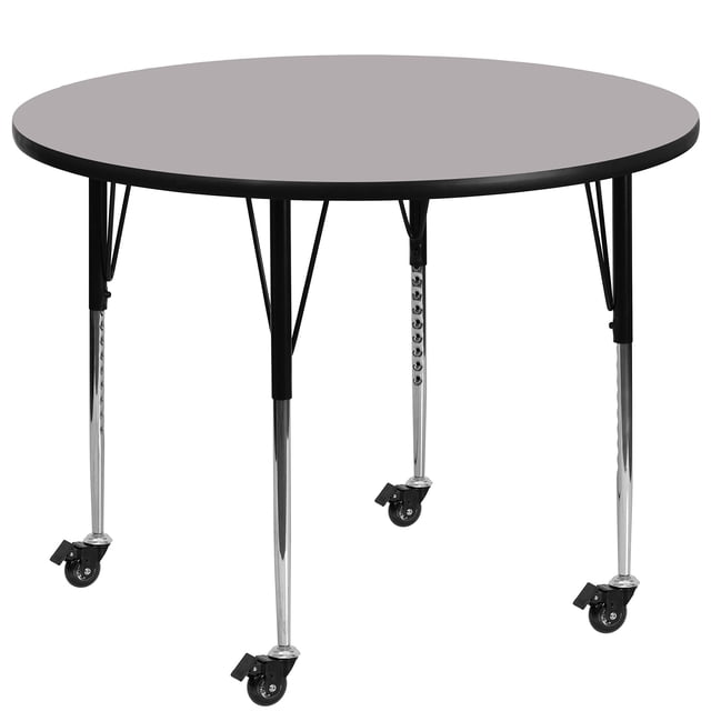 Bowery Hill 31" x 42" Round Mobile Activity Table in Gray