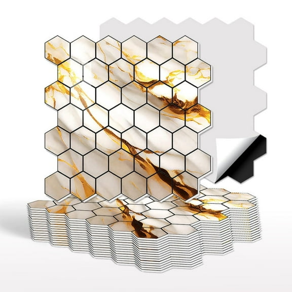 20 Pcs Hexagon Non-Slip Floor Sticker for Home Decor, 12" x 12" Peel and Stick Self-Adhesive Wall Sticker for Living Room Kitchen Bathroom