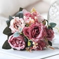 thumbnail image 4 of Xecvkr Faux Flower Artificial Rose Peony Hydrangea Bouquet Wedding Table Centerpiece Home Decor Realistic Silk Plastic Versatile Arrangement Long Lasting 1pc, 4 of 5