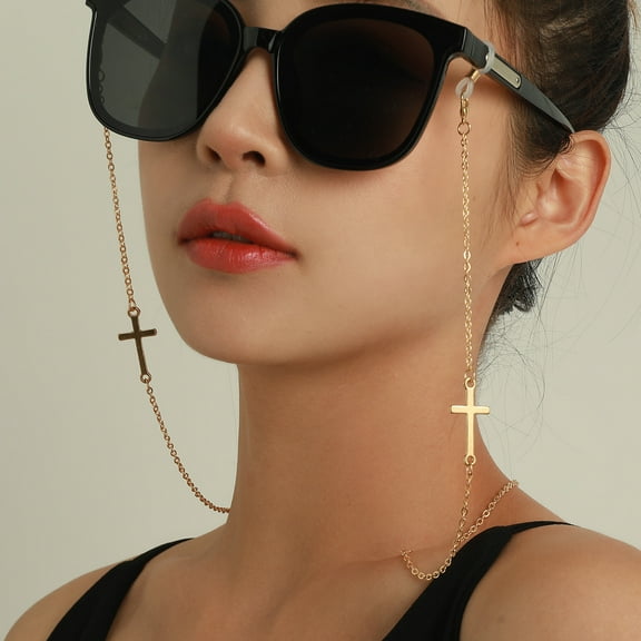 Cross Pendant Glasses Chain Anti Slip Sunglasses Lanyard Strap Retro Mask Face Covering Eyewear Retainer Eyewear Accessories