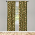 thumbnail image 2 of Ambesonne Floral Curtains, Roses with Leaves Minimalist, Pair of 28"x84", Dark Peach and Army Green, 2 of 4