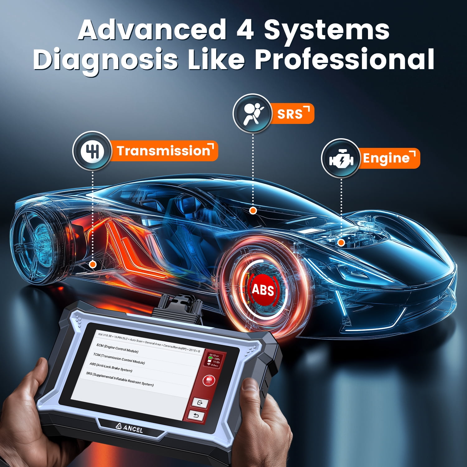 ANCEL OBD2 Car Scanner Wireless Car Diagnostic Tool, Transmission Check Engine Code Reader with 7 Resets, WiFi Free Update, Online Customer Service