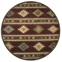 Alora Decor Ryder 8' Round Tribal Burgundy/Tan/Khaki/Sage Hand-Tufted Area Rug