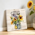 thumbnail image 3 of Canvas Wall Art Hello Spring Canvas Art Print Sunflowers Lavender Pictures Wall Decor for Living Room Bedroom Artwork Decorations Stretched Framed Ready to Hang 12"x12", 3 of 9