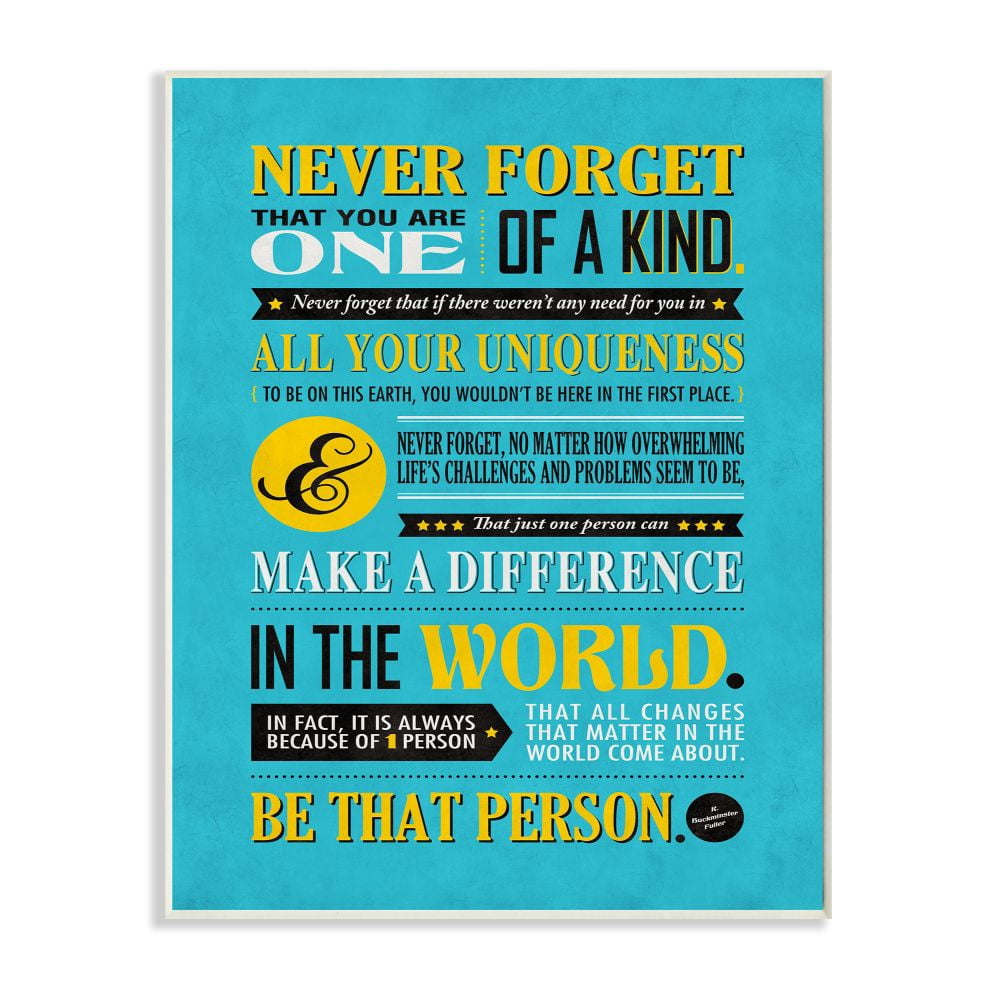 Stupell Industries One Of A Kind Inspirational Yellow Blue Design Wall Plaque by Ester Kay