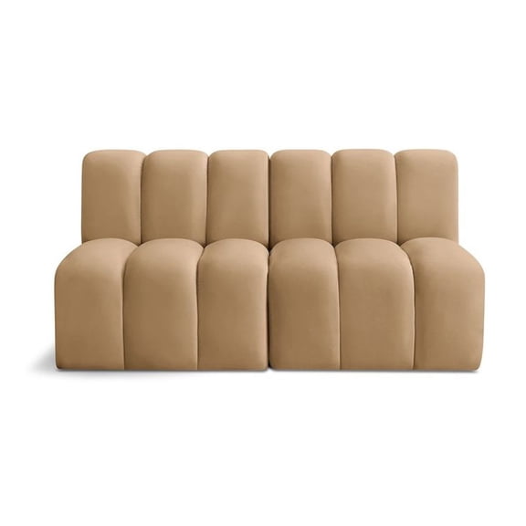 Meridian Furniture Arc Camel Velvet Modular Sectional
