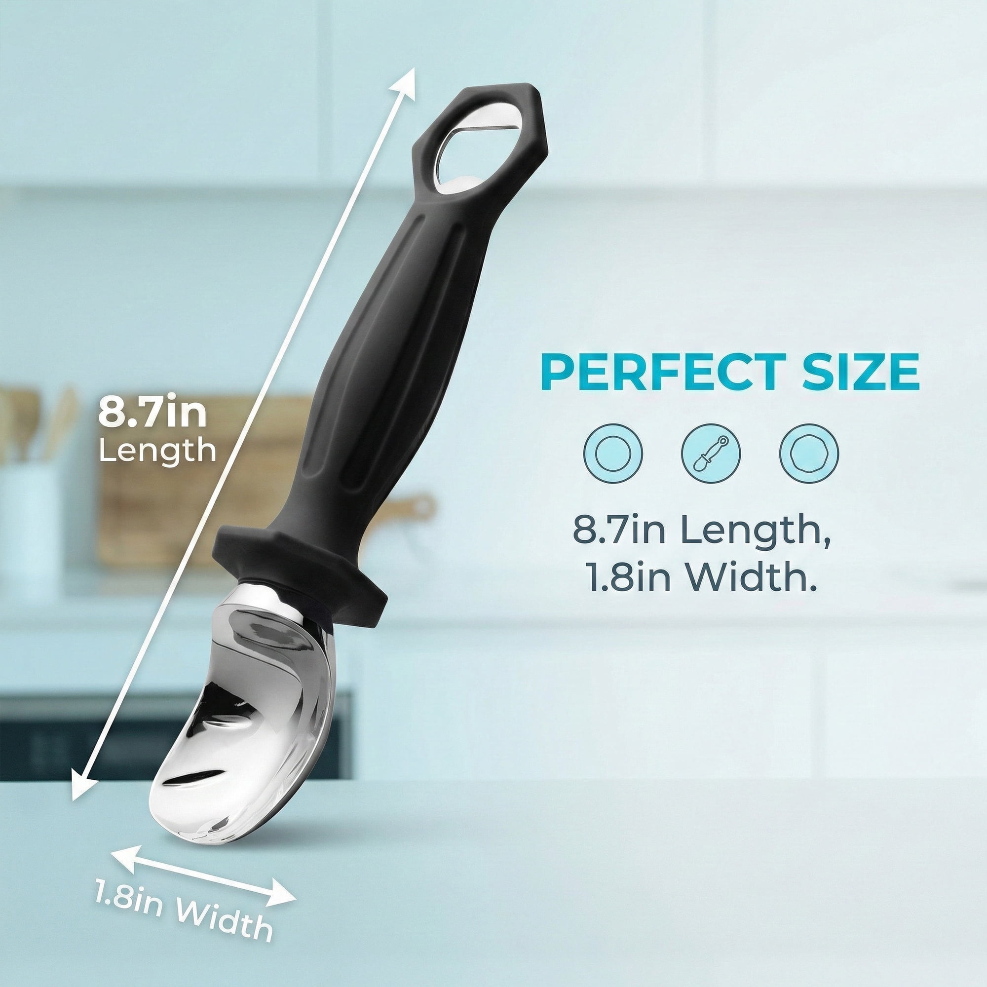 Unique Bargains Zinc Ice Cream Scoop with Ergonomic Handle for Gelato Black 8.7in
