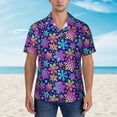 thumbnail image 2 of Fuzoiu Rainbow Snowflakes Print Hawaiian Shirt for Men, Summer Beach Casual Short Sleeve Button Down Shirts, Men’s Beach Summer Shirts with Pocket,X-Large, 2 of 7