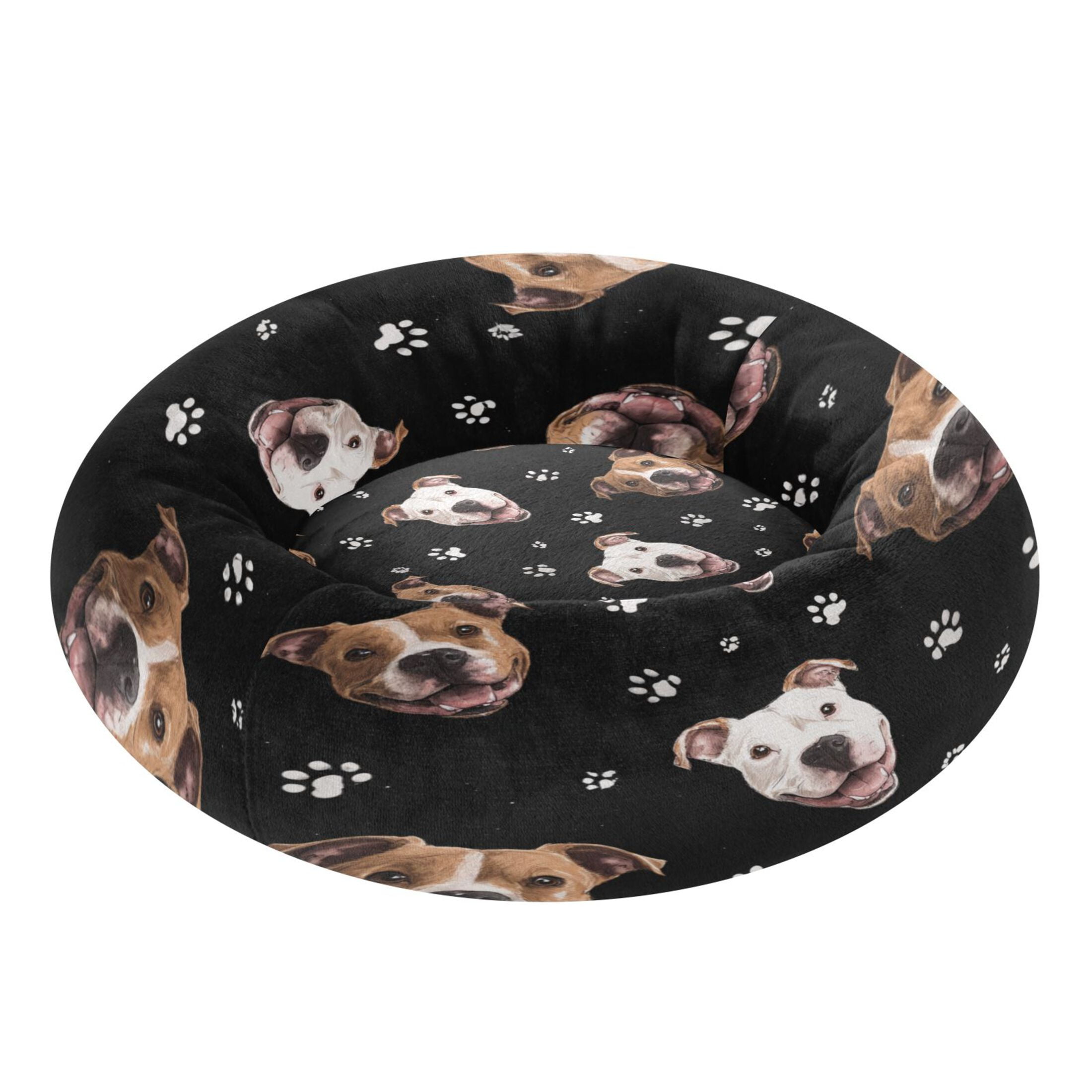 Iauyy Pet Couch Donut Cat Bed for Indoor Cats/Small Dogs Washable & Machine with Non-slip Bottom Calming Cat Furniture, Laugh Out Loud (M)