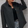 thumbnail image 4 of Astylish Camisas de pana para mujer Blusas casuales de manga larga con botones Top (negro), 4 of 5