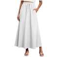 thumbnail image 2 of Juesizh Maxi Skirt for Women Drawstring Elastic Waist Skirt Summer Loose Solid Color Pocket Flowy Skirt, S-2XL, 2 of 7