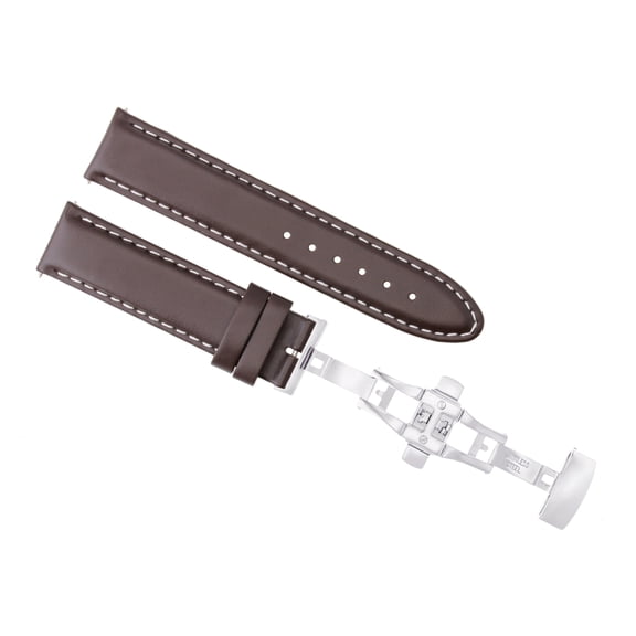 20MM SMOOTH LEATHER STRAP BAND BRACELET DEPLOY BUCKLE CLASP FOR INVICTA BROWN