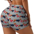 thumbnail image 2 of Xecao Dachshund Dog Heart Print Workout Shorts for Women Soft Smooth Gym Yoga Scrunch Active Tennis Workout Running Shorts, 2 of 9