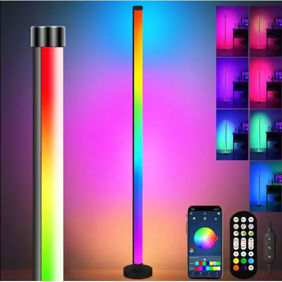 RGB Corner Lamp,LED Corner Lamp with Remote,USB Smart APP RGB Floor Light Music Sync for Bedroom Living Room