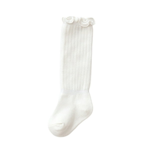 Newborn Infant Baby Girls Thigh High Stockings Solid Color Crimp Socks Cute Knee High Stocking