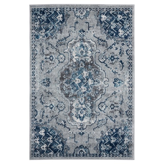 Designer Home Moldiv Area Rug 1815 30172 Melaya Grey Rings Loops 7' 10" x 10' 6" Rectangle