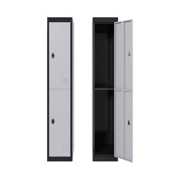 Huisuilinss Metal Locker For Employees With Keys,2 Doors Tall Single Metal Locker,Steel Storage Cabinet,Lockable File Cabinet Organizer,Coat Lockers For School Gym Home Office Mudroom,1PCS