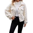 thumbnail image 3 of Winter Fleece Heating Jacket for Women Button Down Stand Collar with Pockets Coats White S, 3 of 9