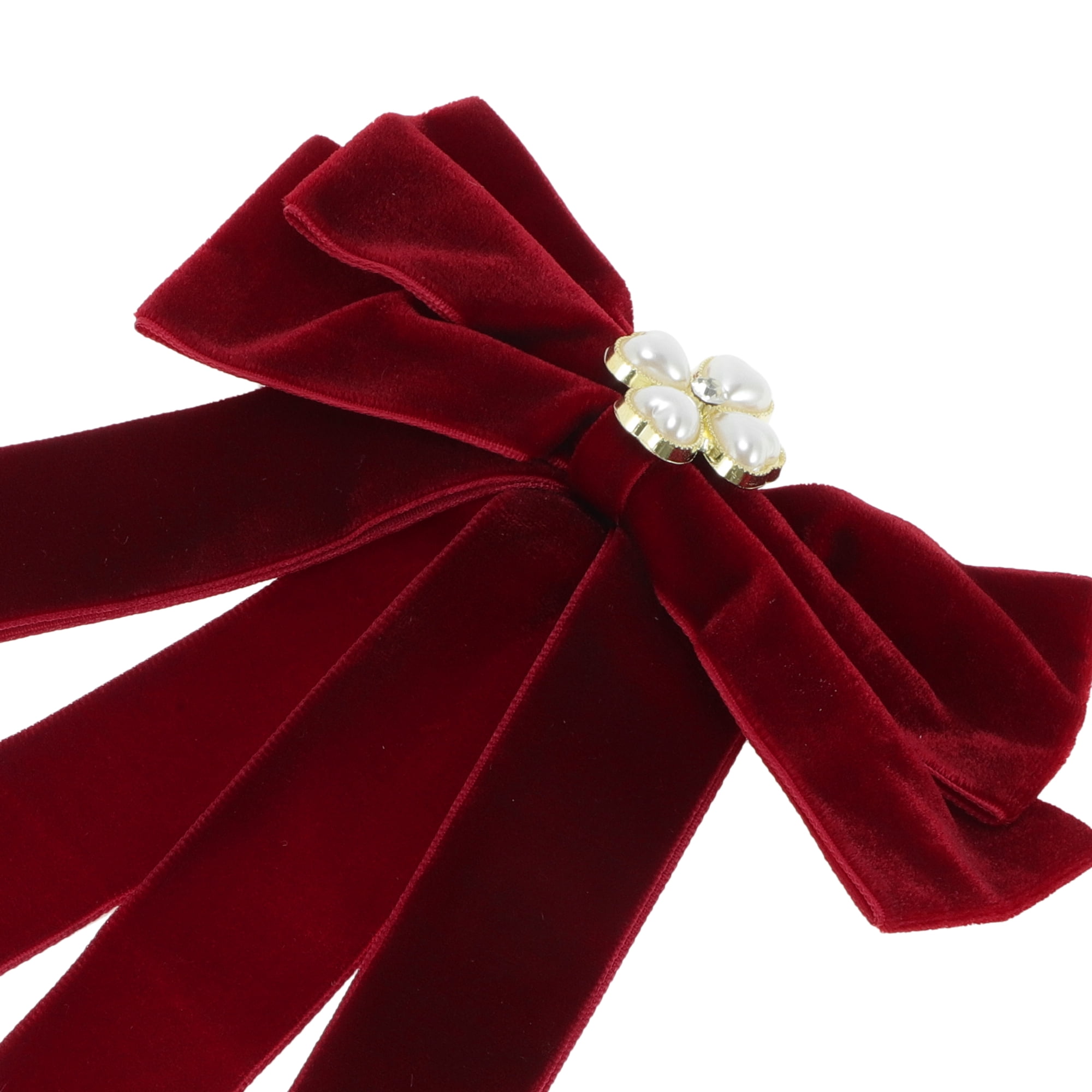 Unique Bargains Bowknot Ribbon Bow Brooch Neck Tie Light Red