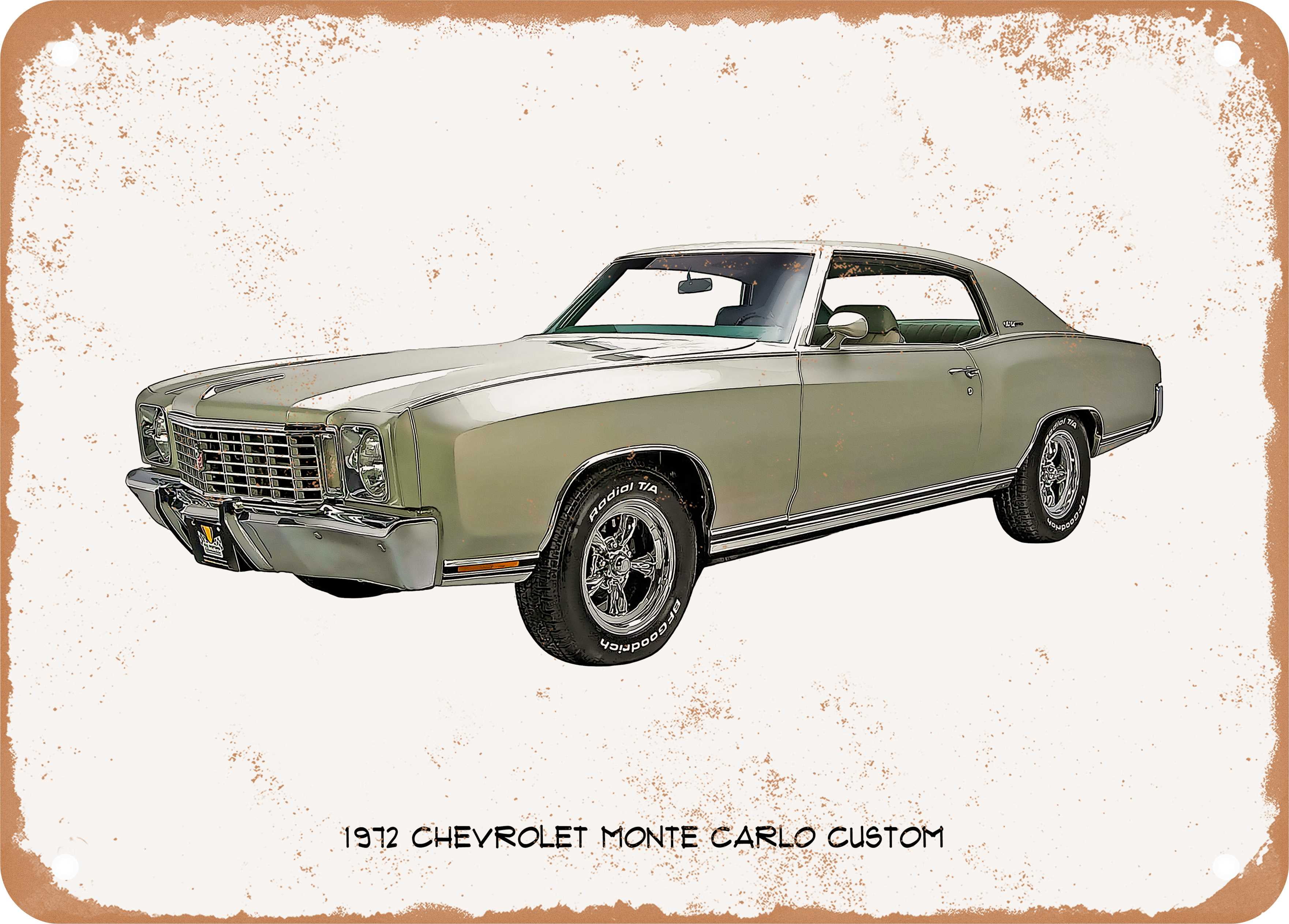 7 x 10 Metal Sign - 1972 Chevy Monte Carlo Oil Painting - Rusty Look ...