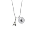 thumbnail image 2 of Delight Jewelry Black Nickeltone AB Crystal Eiffel Tower Silvertone Script Initial Disc - E - Charm Necklace, 20"+3", 2 of 4