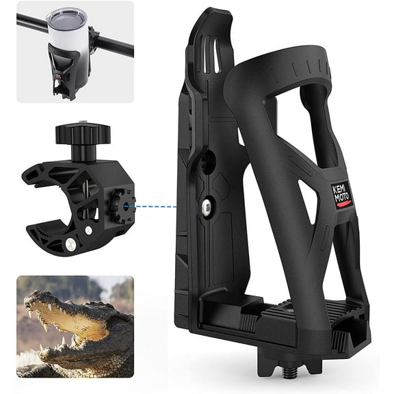 kemimoto Motorcycle Cup Holder, ATV Cup Holder w/360 Rotation Crocodile-Bite Clamp, Dirt Bike Cup Holder Waterproof Mud-Proof for Motorcycle, ATV, Scooter, Boat, Bike, Wheelchair, Walker, Golf Cart