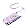 thumbnail image 2 of Wallet Case for iPhone XS/X, Kickstand Ring Holder Premium PU Leather Case with Crossbody Strap,Card Holder Slot Money Pocket 360°Rotation Metal Ring Grip Kickstand Cover,Purple, 2 of 7