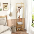 thumbnail image 1 of Giantex Corner Hall Tree, Freestanding Entryway Coat Storage Rack w/Shelves, Golden, 1 of 5