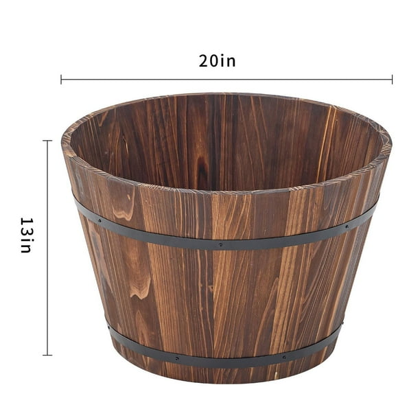 BETTER HOMES AND GARDENS 20 IN WOOD WHISKEY BARREL PLANTER, 20 IN WOOD ...