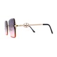 thumbnail image 4 of Womens Pearl Jewel Trim Upside Down Half Rim Rectangle Sunglasses Gold Black Pink, 4 of 4